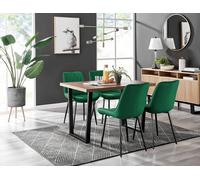 Kylo Brown Wood Effect Dining Table 4 Pesaro Black Leg Chairs - Green