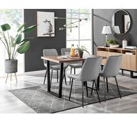 Kylo Brown Wood Effect Dining Table 4 Pesaro Black Leg Chairs - Grey