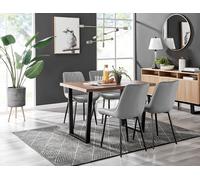FurnitureboxUK Kylo Brown Wood Effect Dining Table With Black 'U' Legs & 4 Pesaro Velvet Chairs in Grey FurnitureboxUK Grey