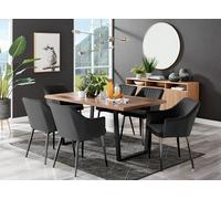 Furnitureboxuk Kylo Large Brown Wood Effect Dining Table & 6 Calla Black Leg Velvet Chairs Black One Size