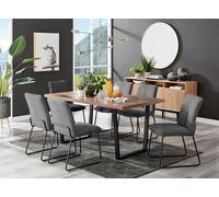 Kylo Large Brown Wood Effect Dining Table & 6 Cream Halleyy Fabric Chairs FurnitureboxUK Dark Grey One Size