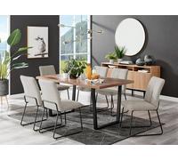Furnitureboxuk Kylo Large Brown Wood Effect Dining Table & 6 Cream Halleyy Fabric Chairs In Taupe Taupe One Size