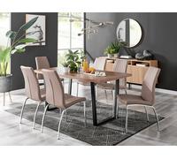 Kylo Brown Wood Effect Dining Table 6 Isco Chairs - Cappuccino