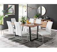 FurnitureboxUK Kylo Large Brown Wood Effect Dining Table & 6 Lorenzo Faux Leather Chairs in White FurnitureboxUK White