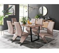 Furniture Box Kylo Brown Wood Effect Dining Table and 6 Cappuccino Willow Chairs