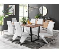 Furniture Box Kylo Brown Wood Effect Dining Table and 6 White Willow Chairs