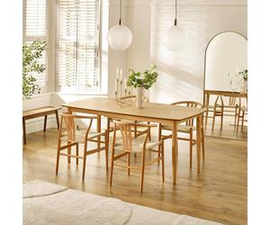 Furnitureboxuk Leif Oak Effect Rectangular Extending Table & 4 Caia Dining Chairs In Light Oak Light Oak