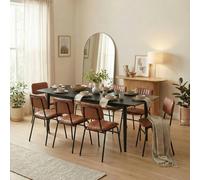 Furnitureboxuk Leif Oak Veneer Wood Extending Dining Table With 8 Tan Delta Chairs In Black Black