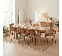 Furnitureboxuk Leif Oak Veneer Wood Extending Dining Table With 8 Tan Delta Chairs In Brown Brown