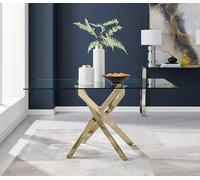 Leonardo Glass and Gold Leg Modern 6 Seat Dining Table - Yellow
