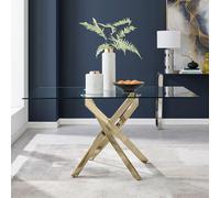 FurnitureboxUK Leonardo 150cm 6-Seater Glass & Chrome Metal Starburst Dining Table in Gold FurnitureboxUK Gold