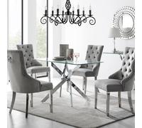 FurnitureboxUK Leonardo 4 Table & 4 Elephant Grey Belgravia Chairs FurnitureboxUK Grey