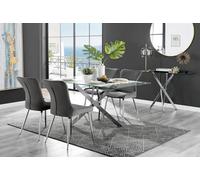 Furnitureboxuk Leonardo 4 Table And 4 Dark Grey Nora Silver Leg Chairs Grey