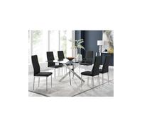 Leonardo Dining Table With Six Milan Chairs Dining Set - Black