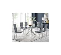 Leonardo Dining Table With Six Milan Chairs Dining Set - Grey