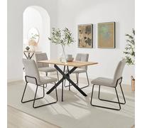 Furnitureboxuk Leonardo Oak Effect Dining Table & 4 Halley Taupe Fabric Chairs In Brown Brown One Size