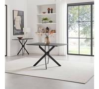 Furnitureboxuk Leonardo Rectangular Black Wood And Metal 4 Seater Dining Table Black One Size