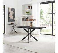 FurnitureboxUK Leonardo Rectangular Black Wood & Metal 6 Seater Dining Table FurnitureboxUK Black
