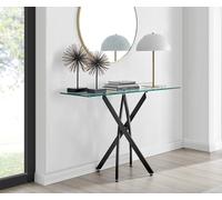 Leonardo Rectangular Glass Console Table with Metal Angled Starburst Legs for Modern Living Room FurnitureboxUK Black One Size
