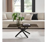 FurnitureboxUK Leonardo Rectangular Marble Effect Glass Top Coffee Table With Black Metal Starburst Legs in Grey FurnitureboxUK Grey