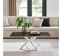 Furnitureboxuk Leonardo Rectangular Marble Effect Glass Top Coffee Table With Silver Metal Starburst Legs In Grey Grey