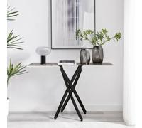 FurnitureboxUK Leonardo Rectangular Marble Effect Glass Top Console Table With Black Metal Starburst Legs in Grey FurnitureboxUK Grey