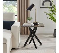 Furnitureboxuk Leonardo Square Marble Effect Glass Top Side Table With Black Metal Starburst Legs In Grey Grey One Size