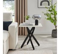 FurnitureboxUK Leonardo Square Marble Effect Glass Top Side Table With Black Metal Starburst Legs in White FurnitureboxUK White