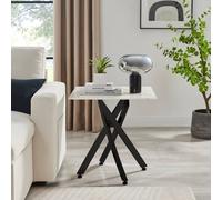 Furnitureboxuk Leonardo Square Marble Effect Glass Top Side Table With Black Metal Starburst Legs In White White One Size