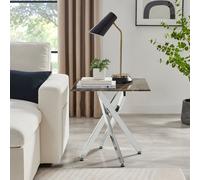 FurnitureboxUK Leonardo Square Marble Effect Glass Top Side Table With Silver Metal Starburst Legs in Grey FurnitureboxUK Grey