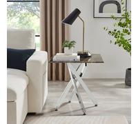 Furnitureboxuk Leonardo Square Marble Effect Glass Top Side Table With Silver Metal Starburst Legs In Grey Grey One Size