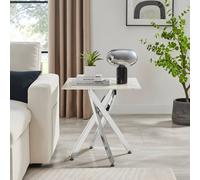 Furnitureboxuk Leonardo Square Marble Effect Glass Top Side Table With Silver Metal Starburst Legs In White White One Size