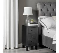 Furnitureboxuk Lexi Small Slimline 3 Drawer Wooden Bedside Table With A Modern Mirrored Finish In Black Black One Size