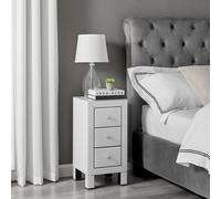 Furnitureboxuk Lexi Small Slimline 3 Drawer Wooden Bedside Table With A Modern Mirrored Finish In White White One Size
