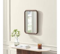 Furnitureboxuk Line Walnut Wood Medium Rectangle 60X40Cm Wall Mirror Walnut One Size