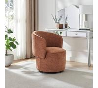 Furnitureboxuk Liode Fabric Round Swivel Accent Chair In Orange Orange