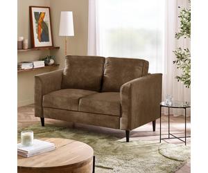 Furnitureboxuk Logan Brown Faux Leather 2 Seater Sofa Brown