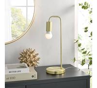 Furnitureboxuk Lola Exposed Bulb Modern Industrial Table Desk Lamp In Metallic Gold Metallic Gold One Size