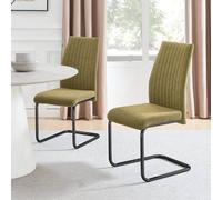 FurnitureboxUK Lorenzo 2x Fabric Black Leg Dining Chair in Light Green FurnitureboxUK Light Green