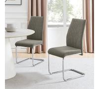 Furnitureboxuk Lorenzo 2X Fabric Silver Leg Dining Chair In Grey Grey