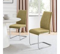 Furnitureboxuk Lorenzo 2X Fabric Silver Leg Dining Chair In Light Green Light Green One Size