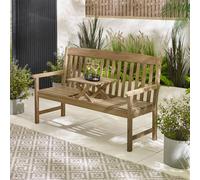 Furniturebox Lox Wooden Garden Bench - 2 Seater Outdoor Bench & Pop-Up Wood Table, Picnic Garden Bench, Garden Seating Bench