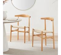 FurnitureboxUK Lugar 2x Solid Beech Wooden Rope Dining Chairs in Light Brown FurnitureboxUK Light Brown