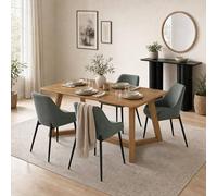 FurnitureboxUK Lulworth Walnut Effect Wood Dining Table 4 Green Beaumont Chairs in Brown FurnitureboxUK Brown
