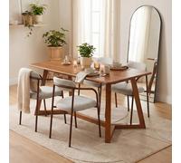 Furniturebox Uk Lulworth Walnut Effect Wood Dining Table & 4 Grey Rhea Chairs