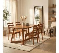 FurnitureboxUK Lulworth Walnut Effect Wood Dining Table 4 Walnut Lynton Chairs in Brown FurnitureboxUK Brown
