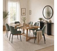 FurnitureboxUK Lulworth Walnut Effect Wood Dining Table 6 Green Beaumont Chairs in Brown FurnitureboxUK Brown