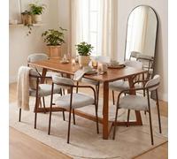 Furniturebox Uk Lulworth Walnut Effect Wood Dining Table & 6 Grey Rhea Chairs