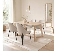 Furniturebox Lulworth Rectangular Whitewashed Wood 6 Seater Dining Table And Chairs, Rectangular Dining Table And Chairs Set