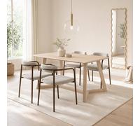 Furniturebox Uk Lulworth Whitewashed Wood Dining Table & 4 Grey Rhea Chairs